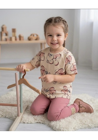 Durukoza Kız Çocuk Taytlı Takım Pembe Ribanalı Günlük Takım 4-8 Yaş
