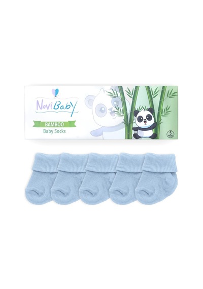 Novibaby 5'li Bambu Yenidoğan Bebek Çorabı I Dusty Blue I 0-6 ay Mavi
