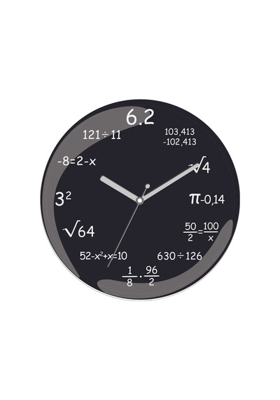 En Çok Satılan Matematik Formülsel Grafik Çap 30cm Sessiz Akar Bombeli Gerçek Cam Duvar Saati Siyah