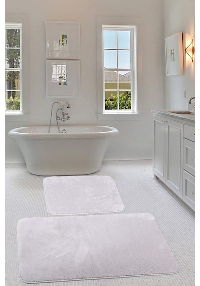 Relax Gri Köşeli 60x100 + 50x60 Cm 2'li Pufidik Banyo Paspası Set Gri