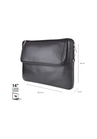 2k S.deri Laptop Çantası,tablet Çantası,14'' İnç,vegan,omuz Ve Valiz Askılı,aksesuar Ve Evrak Cepli,25.5 36 2 Cm.,siyah Omuz Çantası