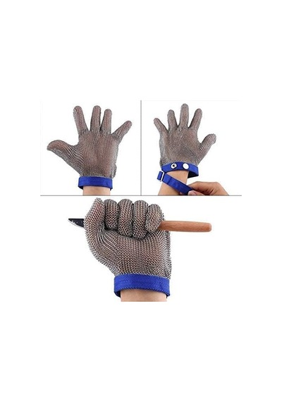 Paslanmaz Çelik Örme Kesilmez Eldiven 24x11 Cm - Seviye 5 Koruma, Kasap, Mutfak, Istiridye Soyma, Ahşap Oyma Ve En Diğer