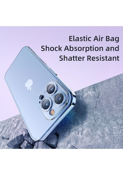 Rock Apple Uyumlu iPhone 14 Pro Max Kılıf Elektrokaplama - Siyah Siyah