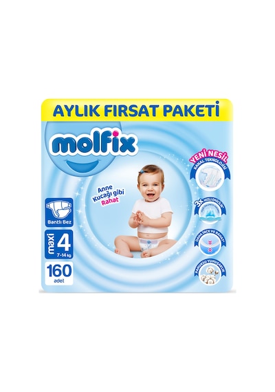 Molfix Bebek Bezi 4 Beden Maxi Aylık Fırsat Paketi 160 Adet 4 Numara