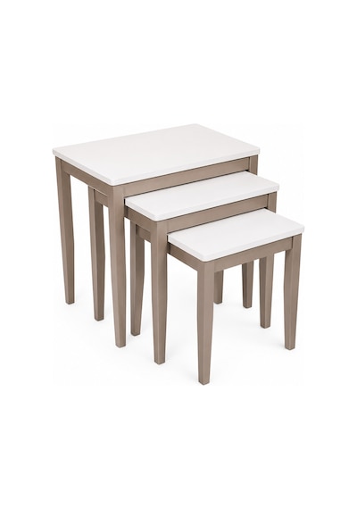 Ganni Home Briza 3 Lü Zigon Sehpa Seti Krem Platin Gürgen İskeletli, İç İçe Geçebilen Modern Ve Kullanışlı Tasarım
