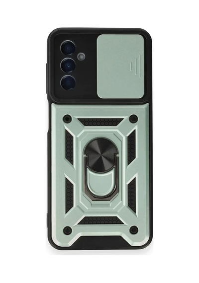 Samsung Uyumlu Galaxy M14 5g Uyumlu Kılıf Pars Lens Yüzüklü Silikon - Yeşil