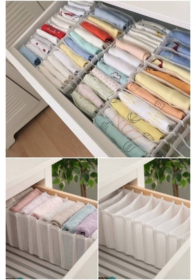 Serstil 2 Adet - Small 11 Gözlü Dolap Içi Akardiyon Organizer 12 X 40 X 12 Beyaz
