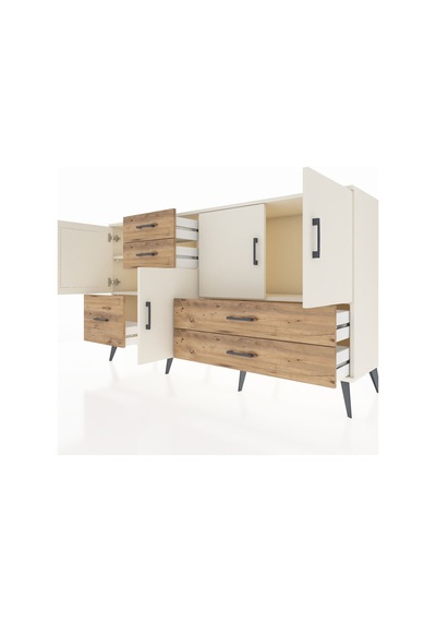 Hyperion Konsol 4 Raflı 5 Çekmeceli 4 Kapaklı 176x44x99 Aytaşı-ay Aytaşı-aytaşı/çam