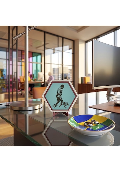Estetik Atatürk Silüetli Dekoratif Masaüstü Aksesuarı, Sanat Severler İçin Butik Hediye 10x10 Cm, Turkuaz