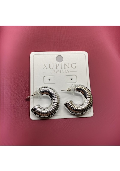 Stil Sahibi Kadınlar İçin: Xuping Parlak Gümüş Renk Antialerjik Küpe-9034390656333 Gümüş