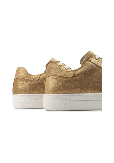 Deery Hakiki Süet Altın Rengi Simli Sneaker Kadın Ayakkabı - Z1681Zaltc01 Altın
