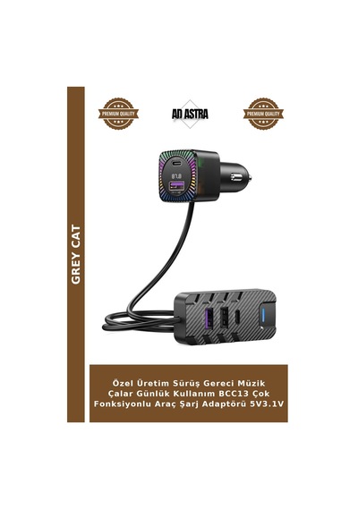 Özel Üretim Sürüş Gereci Müzik Çalar Günlük Kullanım Bcc13 Çok Fonksiyonlu Araç Şarj Adaptörü 5v3.1v