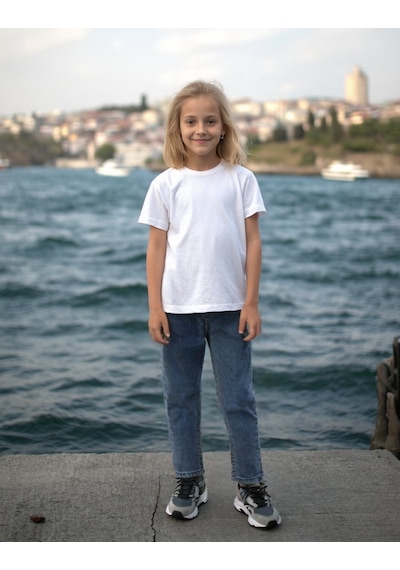 Almira Bebek Kız Çocuk Kot Pantolon Beli Lastikli Kot 3-4 Yaş