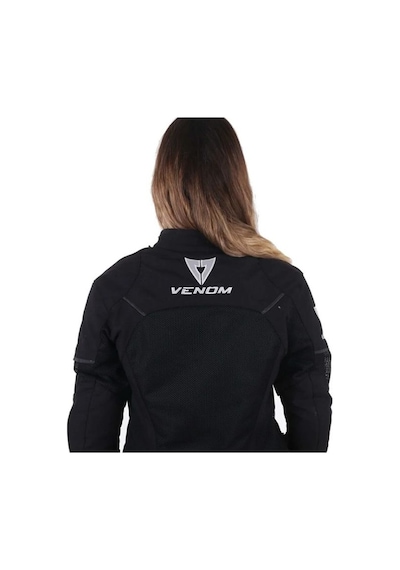 Venom Motosiklet Montu Rock Cordura Kadın Siyah Fileli Motorcu Mont