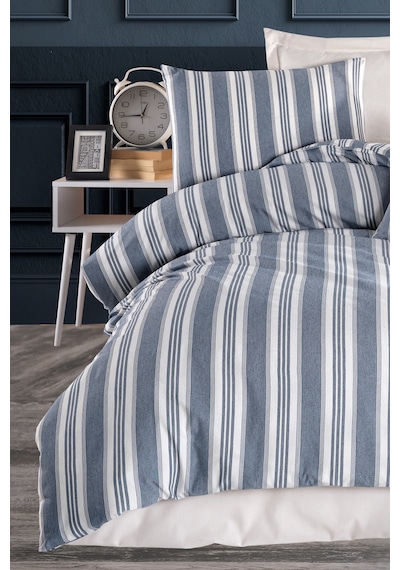 Eponj Home Sport Çizgili Nevresim Takımı Tek Kişilik Soft Line Lacivert Lacivert