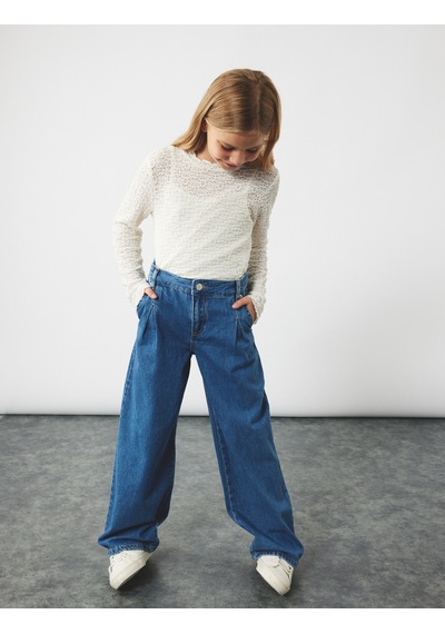 Koton Pamuklu Cepli Geniş Paça Denim Pantolon Orta İndigo 6wkg40035ad İndigo
