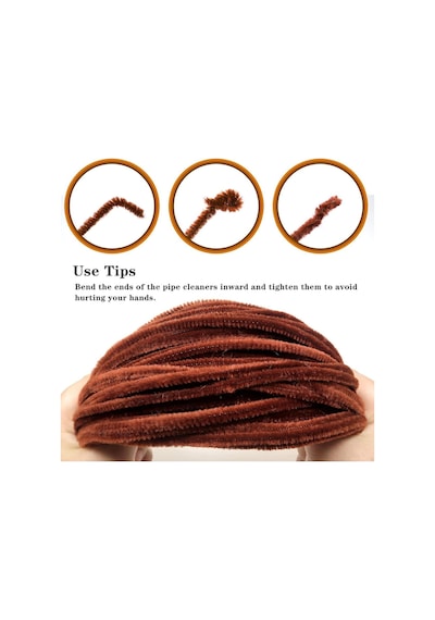 Kahverengi 50 Adet Şönil, Tüylü Tel, Eğitici Şönil Seti, 30 Cm, Peluş Tel