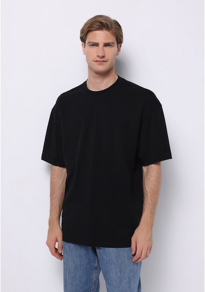 Colin's Colins Oversize Fit Yuvarlak Yaka Düz Erkek Siyah Kısa Kol Tişört Cl1076602 Q1.v1 Blk Siyah