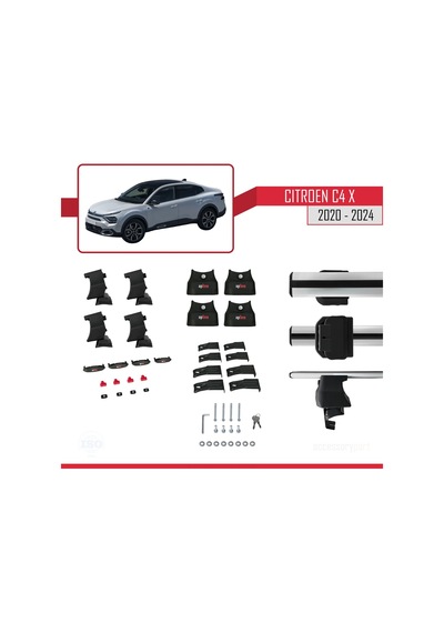 Citroen C4x 2020 Ve Sonrası İle Uyumlu Ace-4 Ara Atkı Tavan Barı Gri