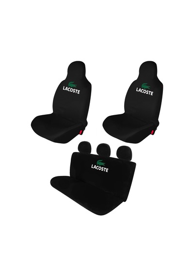 Lacoste Baskılı - Oto Ön Ve Arka Koltuk Kılıfı Penye Universal - Siyah
