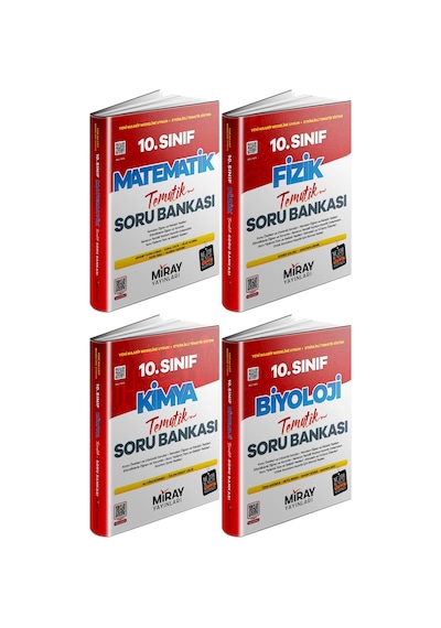 Miray 2026 10. Sınıf Matematik + Fizik + Kimya + Biyoloji Tematik Soru Seti 4 Kitap