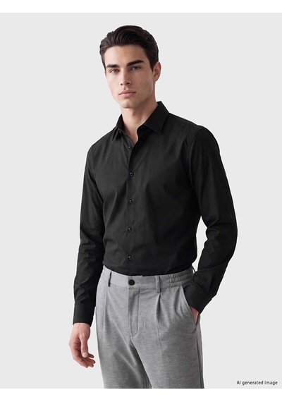 Lcw Busıness Siyah Slim Fit Gabardin Erkek Gömlek