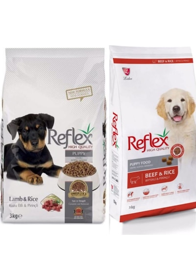 Reflex Biftekli Pirinçli Yavru Köpek Maması + Kuzu Etli Pirinçli Yavru Köpek Maması 2 x 3 KG