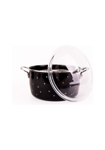 Star Emaye Yıldız Desenli Fritöz/kızartma Tenceresi 24cm-4litre Siyah
