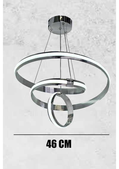 Mars Xl 3 Renk Kumandalı Krom Salon Led Avize Ledli Avize Büyük Salon Avizesi Gümüş - Krom