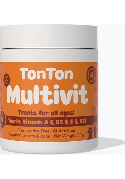 Glutensiz Multivitamin 60 Tablet Kedi & Köpek İçin Taurin Biotin Çinko Takviyeli