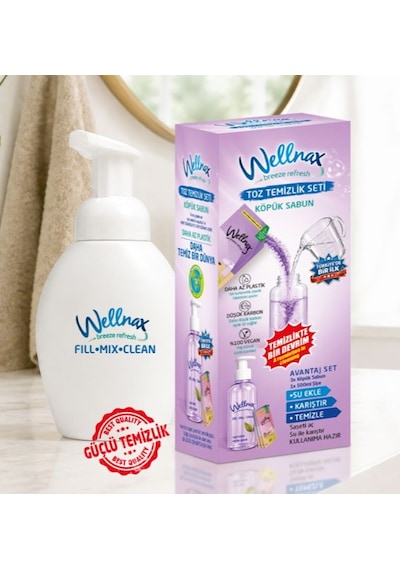 Wellnax Toz Temizlik Seti Köpük Sabun 3 Ad. Köpük Sabun + 1 Ad.500ml Şişe