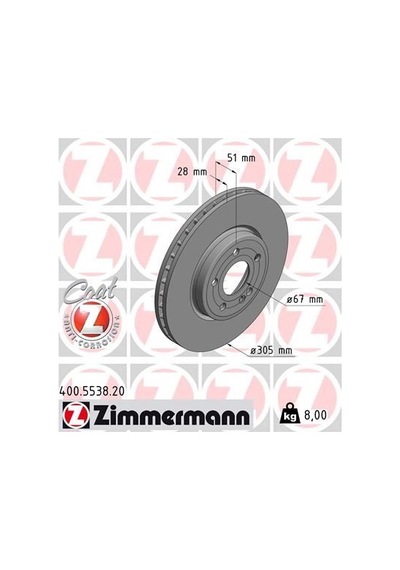 Zımmermann Fren Dıskı On Mercedes W177 W247 C118 IS00-ZIMMERMANN 400.5538.20
