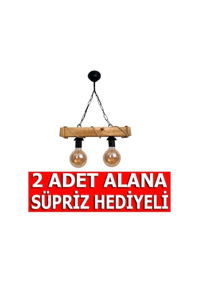 Bundera Rustik Sarkıt Halatlı Ahşap Avize Tavan Lamba Iş...