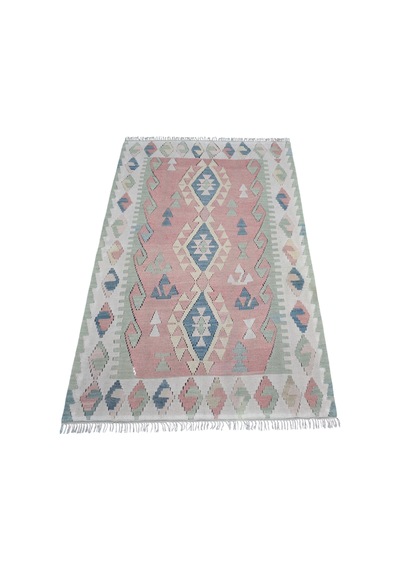 Zehra Abla Halı Vintage El Dokuma Nadir Pastel Pınarbaşı Kayseri Yün Kilim 7458 Çok Renkli
