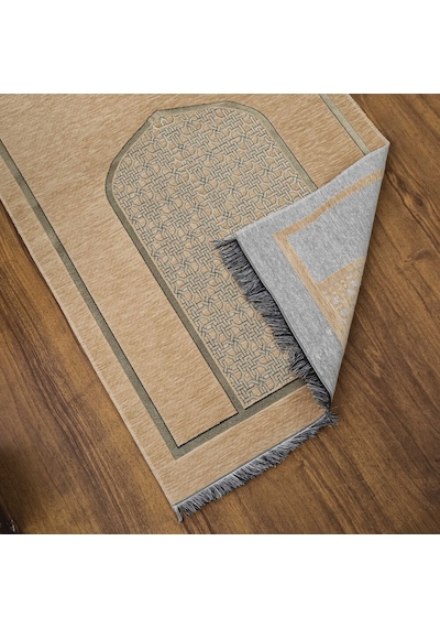 Selçuklu Desenli Lüks Şönil Seccade Vizon 66 X 120 Cm 520 Gr Çok Renkli