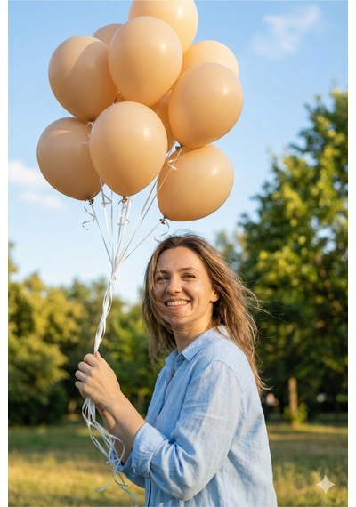 Pastel Balon 11 İnc 28 Cm Doğum Günü Parti Malzemeleri 10 Adet Bej