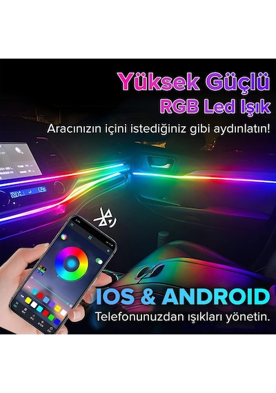 Her Araca Uyumlu 64 Renk 210 Mod Animasyonlu Araç İçi Ambiyans Fs