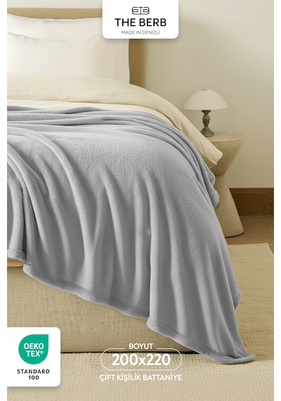 Çift Kişilik Welsoft Battaniye 200x220 Cm Ultra Yumuşak 6 Farklı Renk Seçeneği Açık Gri
