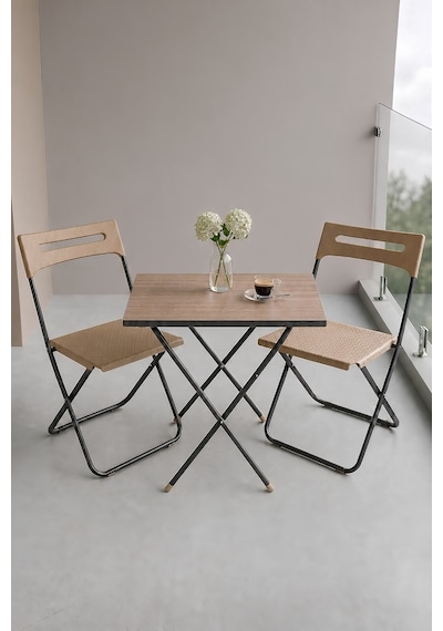 İronika Bahçe Balkon Teras Mutfak 3'lü Bistro Set Katlanır Masa Sandalye Takımı Krem İronika Bahçe Balkon Teras Mutfak 3'lü Bistro Set Katlanır Masa Sandalye Takımı Krem