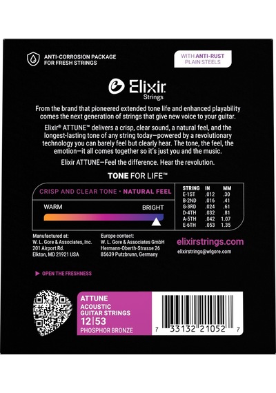 Elixir 12-53 Attune Fosfor Bronz Akustik Gitar Teli