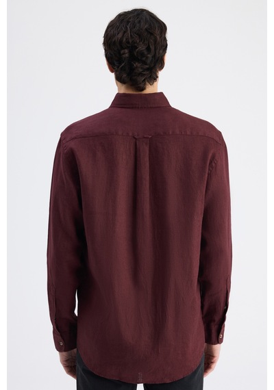 D'S Damat Ds Damat Comfort Bordo Düz Keten Gömlek 6hc02ap01304m Çok Renkli 2XL