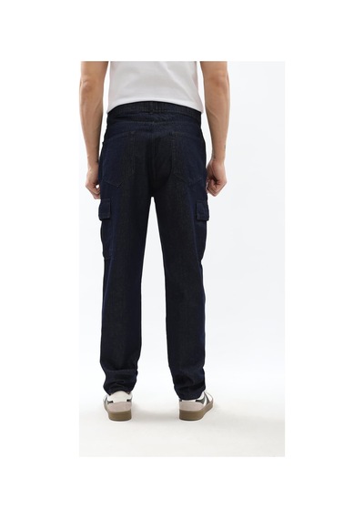 Blue White Erkek Kargo Cepli Lacivert Jean Pantolon