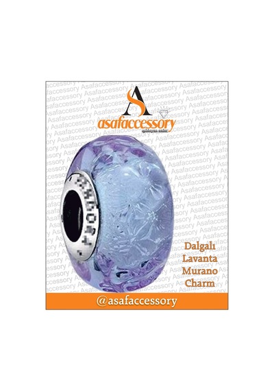 Dalgalı Lavanta Murano Charm Gümüş