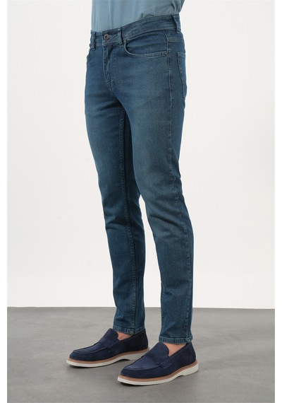 İmza 5 Cep Slim Fit Casual Pamuklu Denim Pantolon 1023260169 İndigo