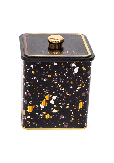 Terrazzo Black Desenli Kare Metal Saklama Kabı 12 x 12 x 13.7 CM 1.8 L