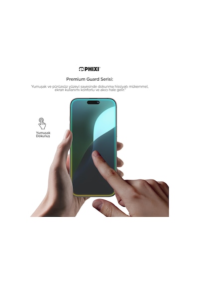 Phixi Premium Guard Parlak Cam Ekran Koruyucu Apple Uyumlu iPhone 15 Pro Antistatik, Su Tutmaz, Tam Kaplama