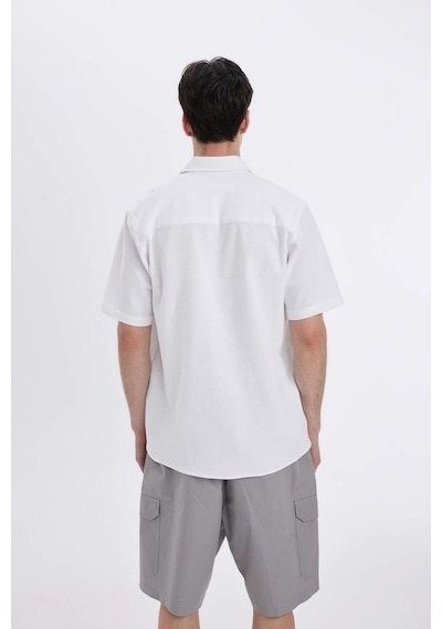 DeFacto Regular Fit Yazlık Pamuklu Kısa Kollu Beyaz Gömlek D1902AX25SMWT34