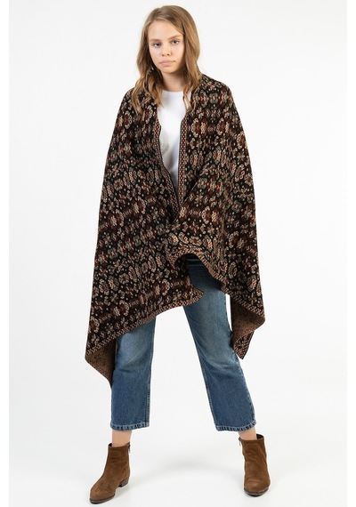 Uludağ Triko Kadın Çiçekli Kilim Desen Şal (500112967)