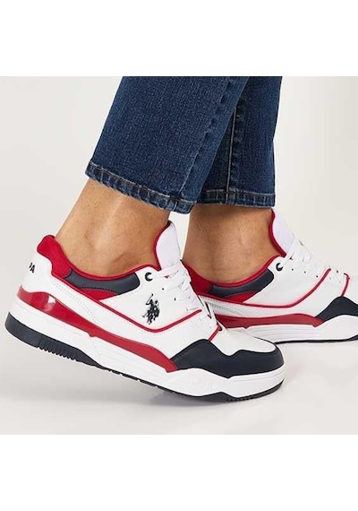 U.S. Polo Assn. 4W MARTELL 4PR Erkek  Beyaz / Lacivert / Kırmızı Sneaker