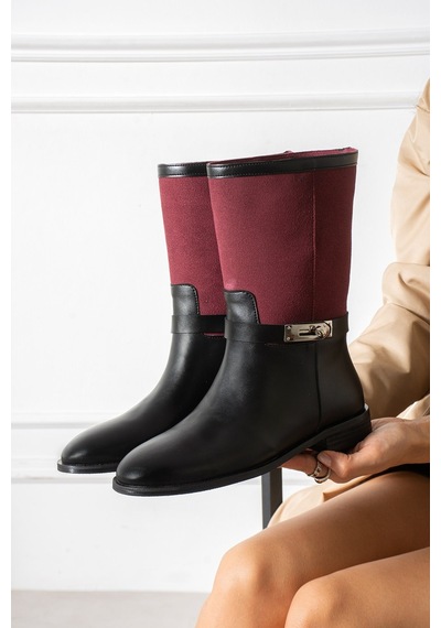 Dabab Shoes Frost Kadın Bordo Cilt Ve Deri Tozu Garnili Metal Toka Detaylı Sıcak Astarlı Kaymaz Taban 3 Cm Topuklu Orta Konç Çizme Dabab Shoes Frost Kadın Bordo Cilt Ve Deri Tozu Garnili Metal Toka Detaylı Sıcak Astarlı Kaymaz Taban 3 Cm Topuklu Orta Konç Çizme